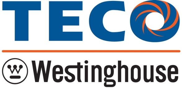 A blue and orange logo for teco westinghouse