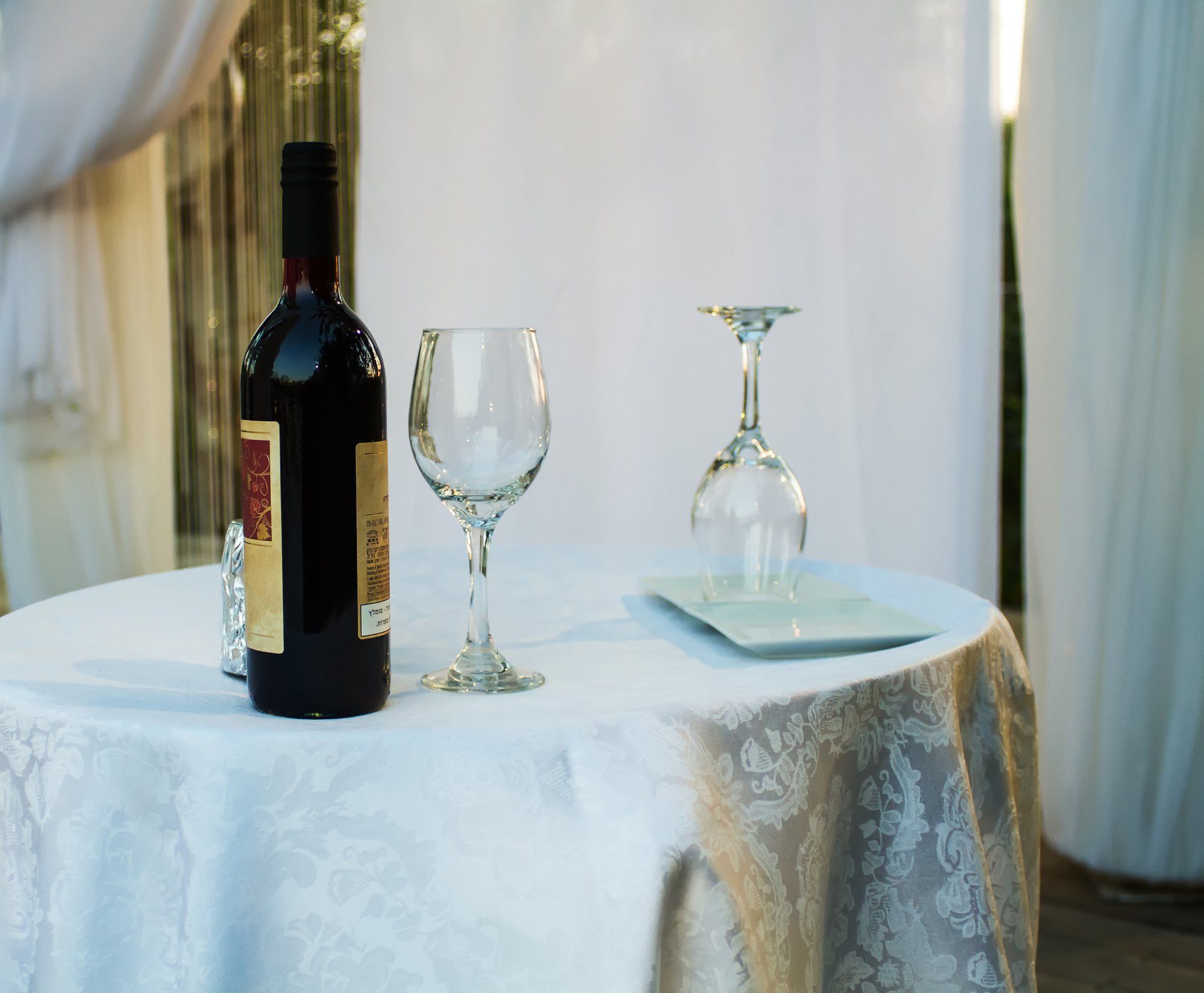 ceremonial wine on a table with glasses