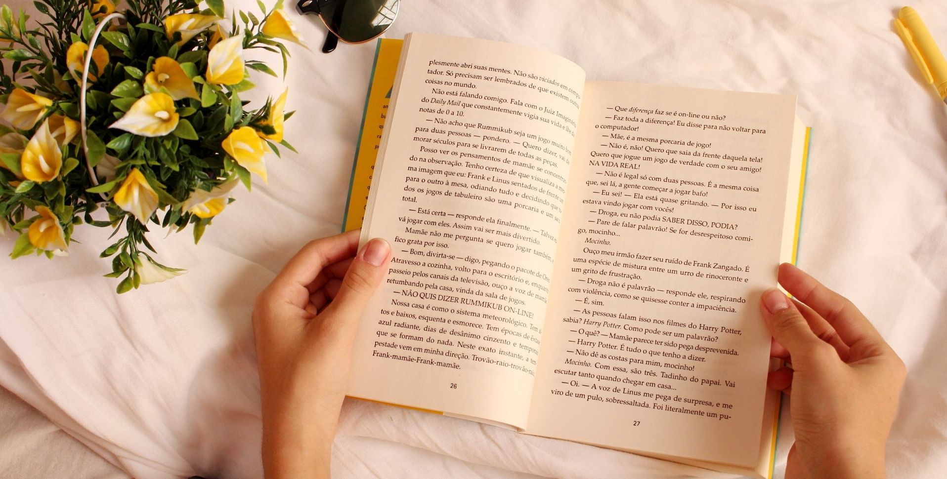 bride reading a book looking for romantic passages