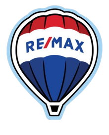 The RE/MAX logo featuring a red, white, and blue hot air balloon icon with the company name in blue text.