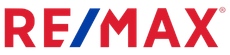 RE/MAX logo: red text with a blue diagonal slash; registered trademark symbol.