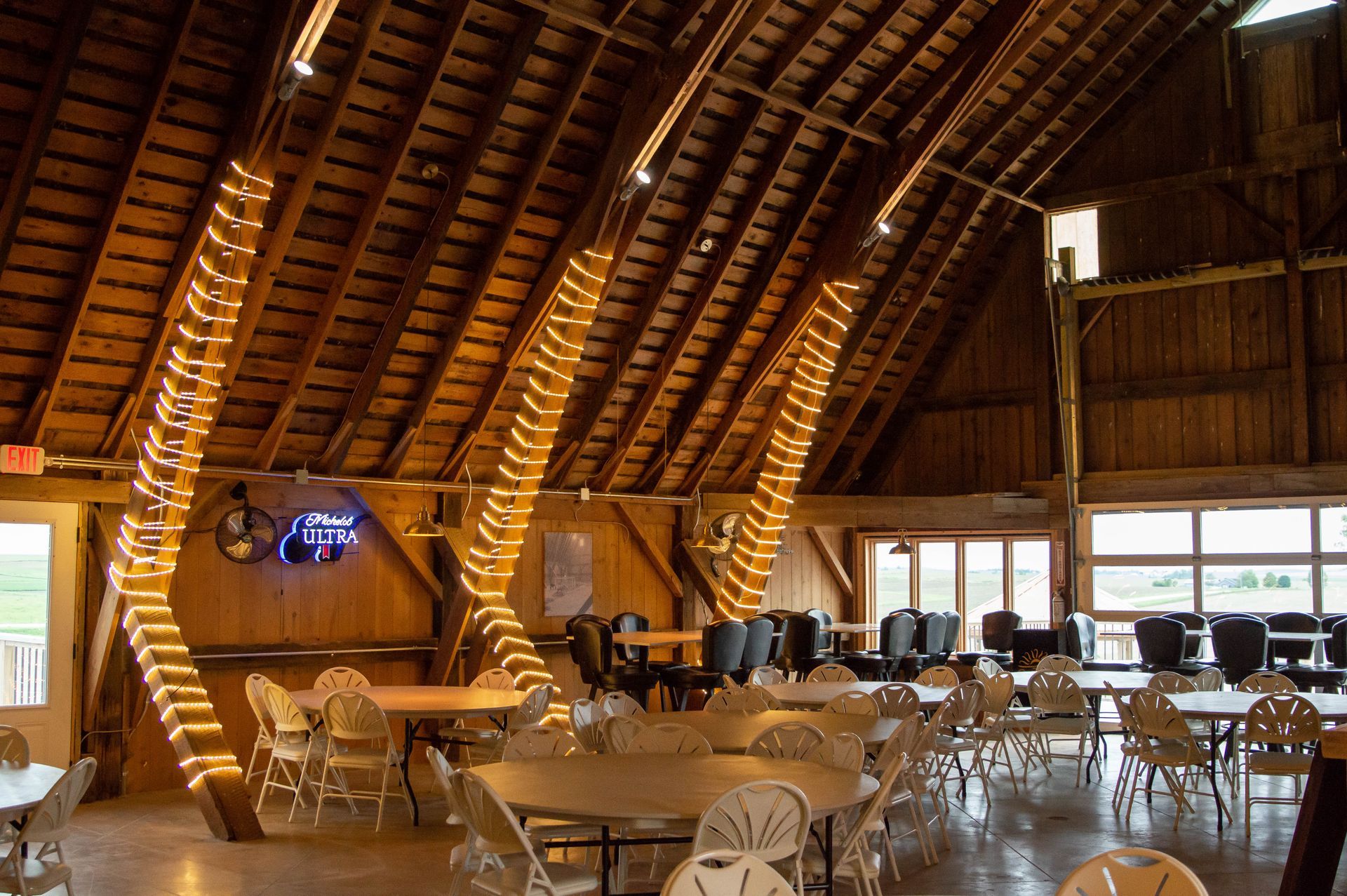 tables in barn venue
