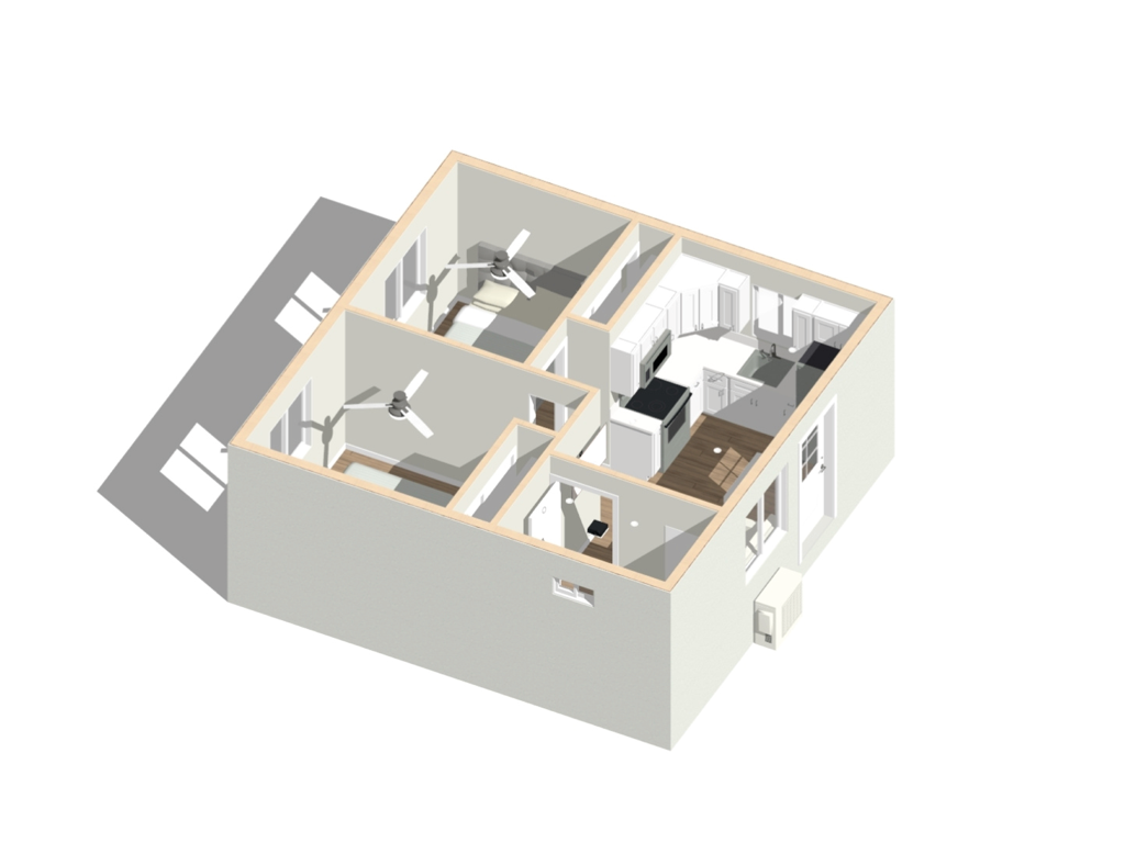 A 2 bedroom ADU 3d design