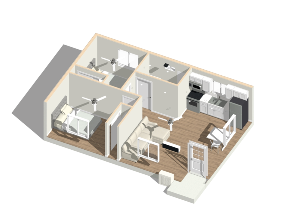 A 2 bedroom ADU 3d design