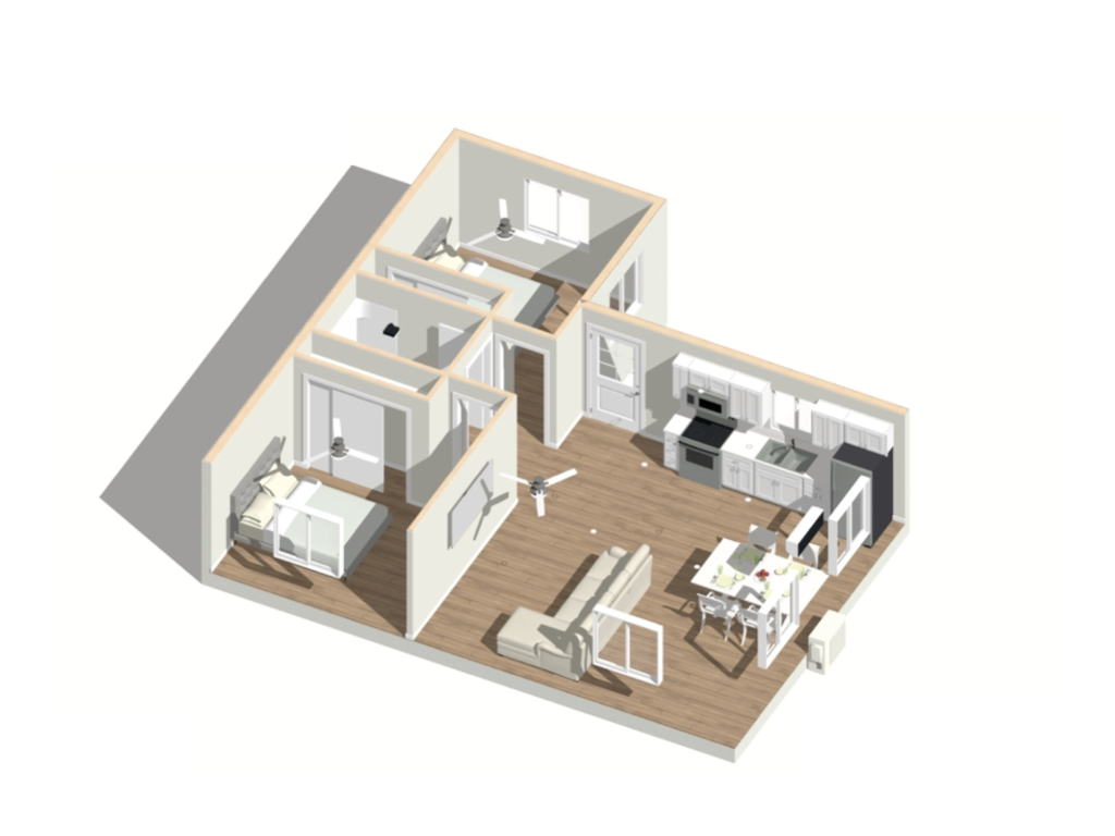 A 2 bedroom ADU 3d design