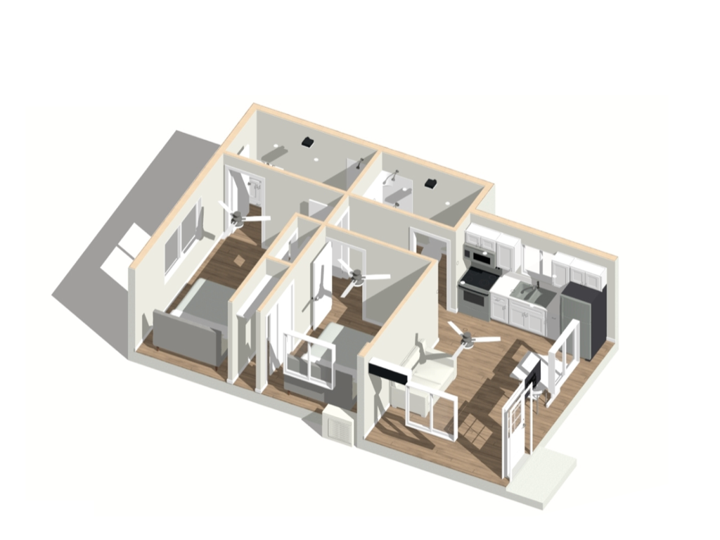 A 2 bedroom ADU 3d design