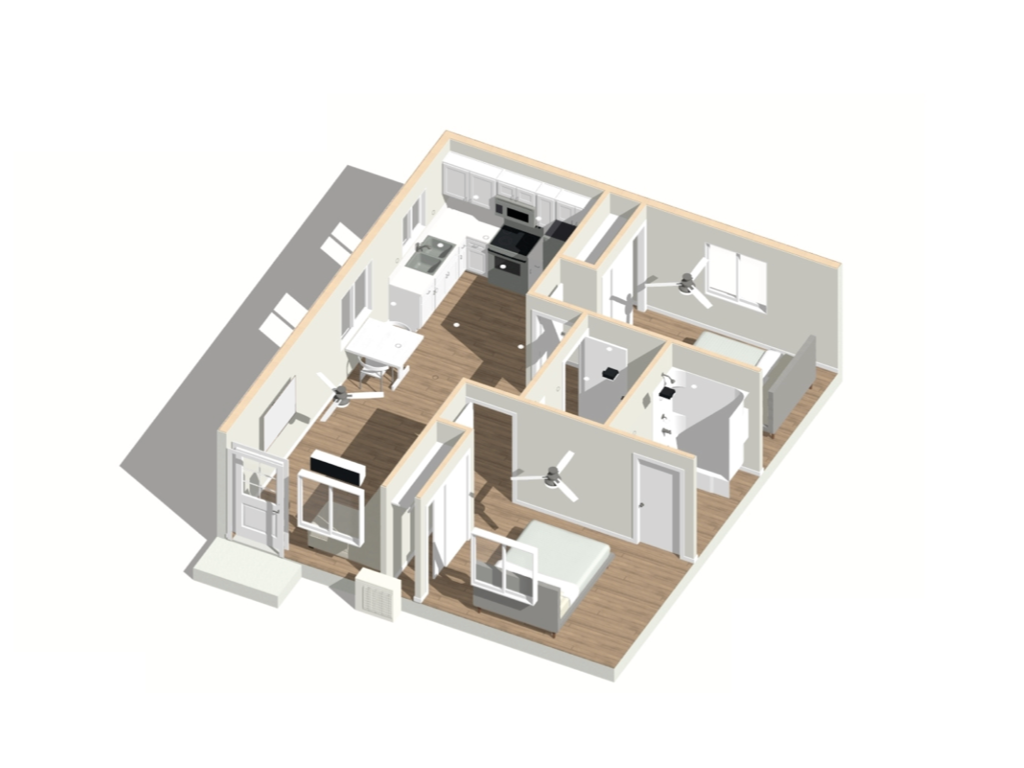 A 2 bedroom ADU 3d design