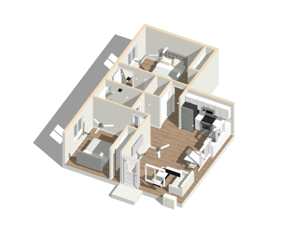 A 2 bedroom ADU 3d design