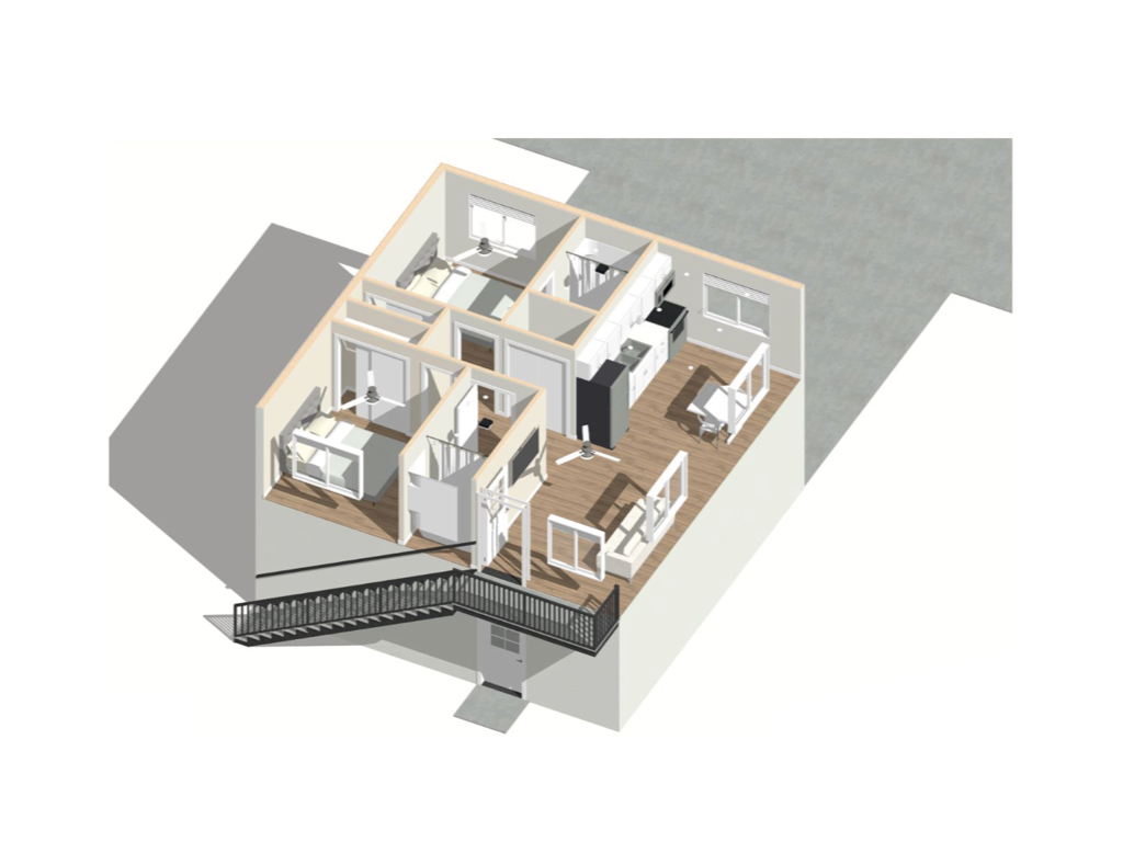 A 2 bedroom ADU 3d design