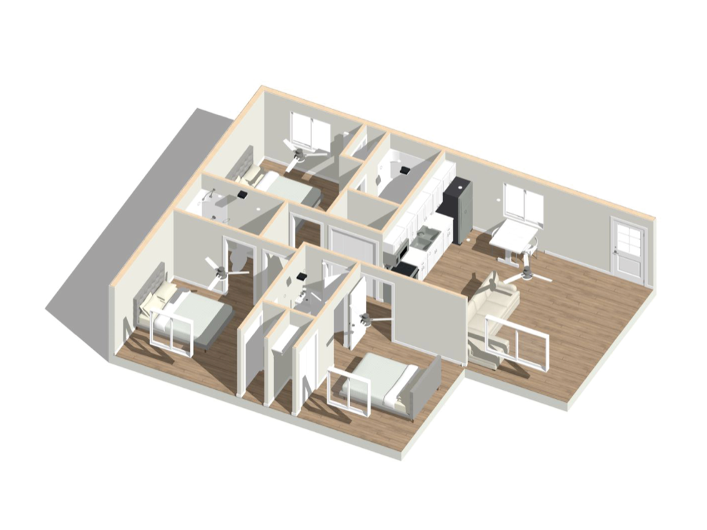 3 bedroom detached adu floor plan