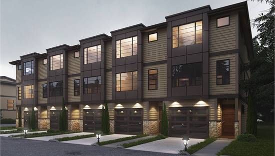 An artist 's impression of a row of apartment buildings