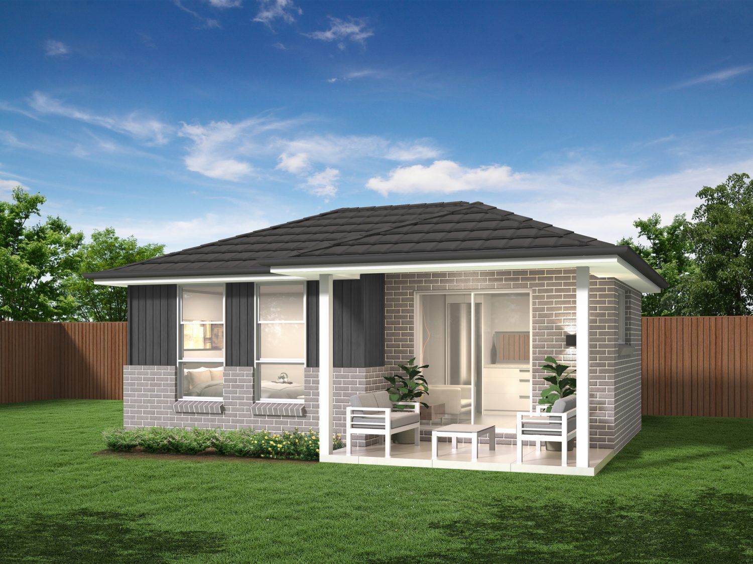 A small house with a porch