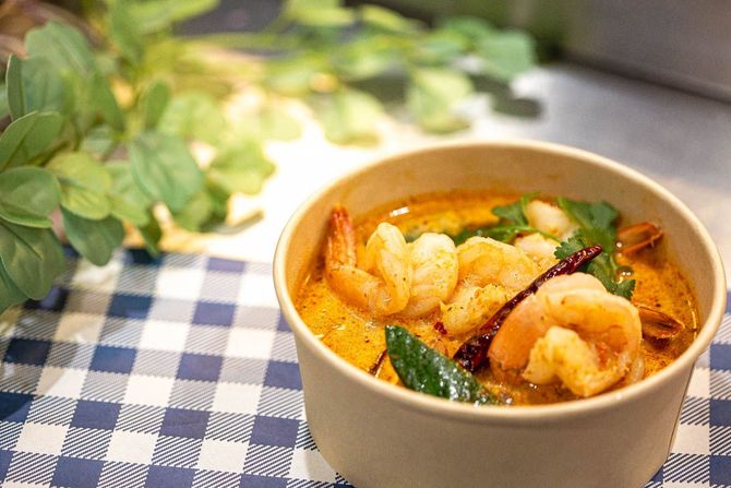 Tom Yum Soup With Prawn at La Ros Dee - Spanish & Thai Takeaway  in Civic, Canberra CBD
