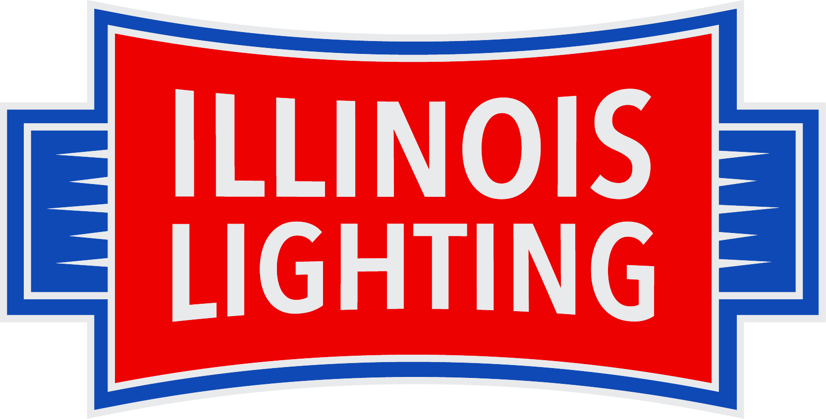 Logo of Illinois Lighting: Illinois outline in orange and dark blue with "ILLINOIS LIGHTING" in white and orange.