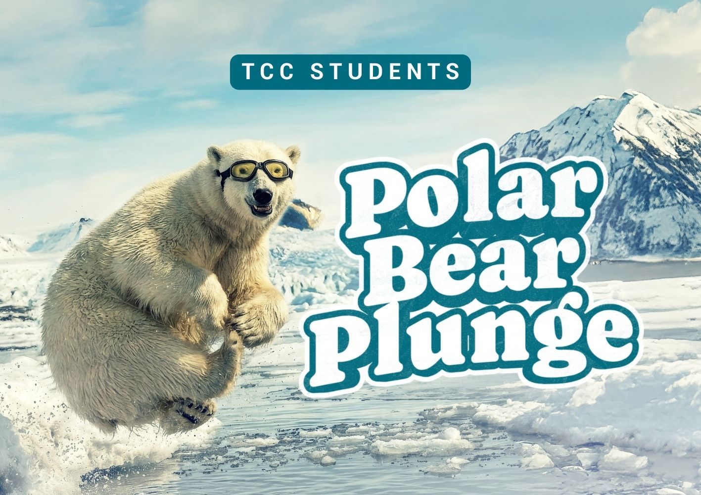 Image of polar bear jumping in water