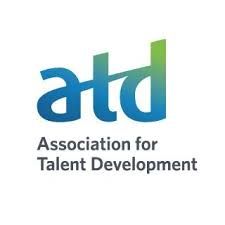 The logo for the association for talent development is blue and green.