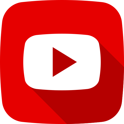 YouTube logo: red rounded square with white play button icon