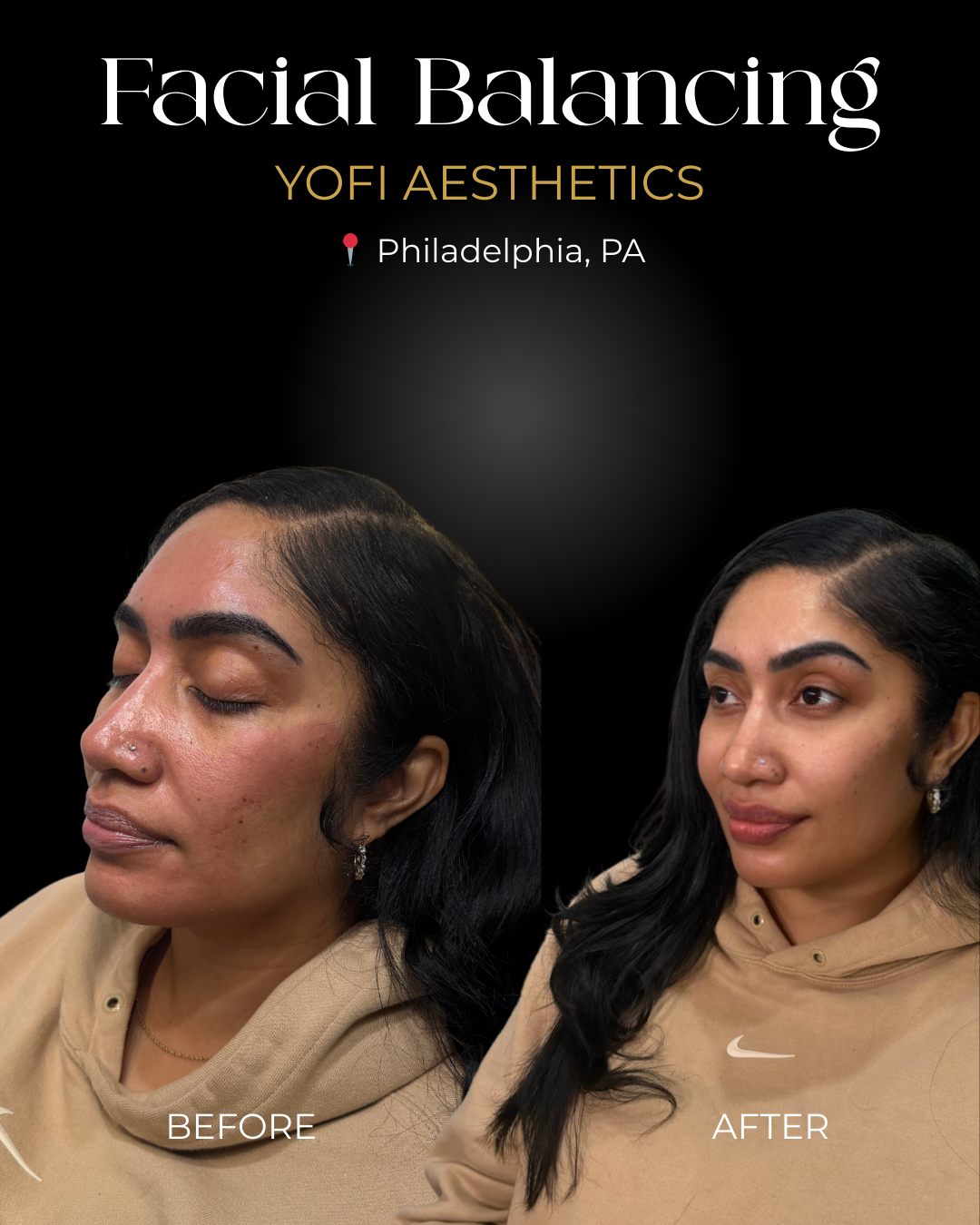 Two women are standing at a reception desk in a salon.