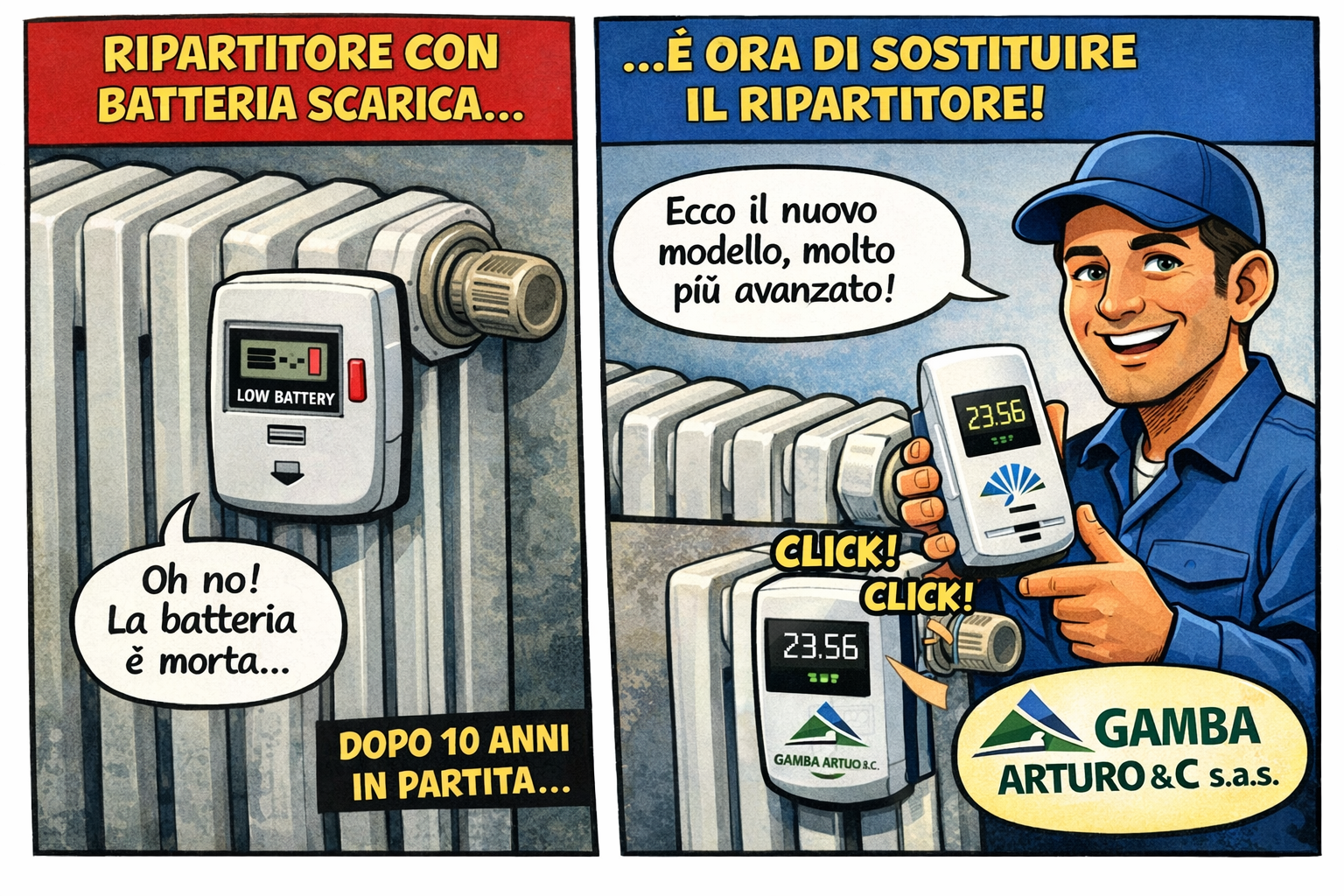 il ripartitore di calore esaurito va cambiato Gamba Arturo & c. s.a.s.