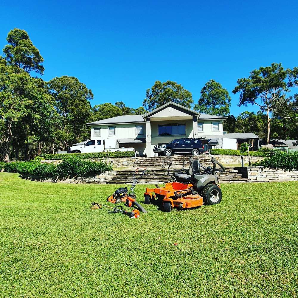 Freshly Cut Grass and Lawn Mowing Tools -  Landscaping inspiration in Matcham, Central Coast
