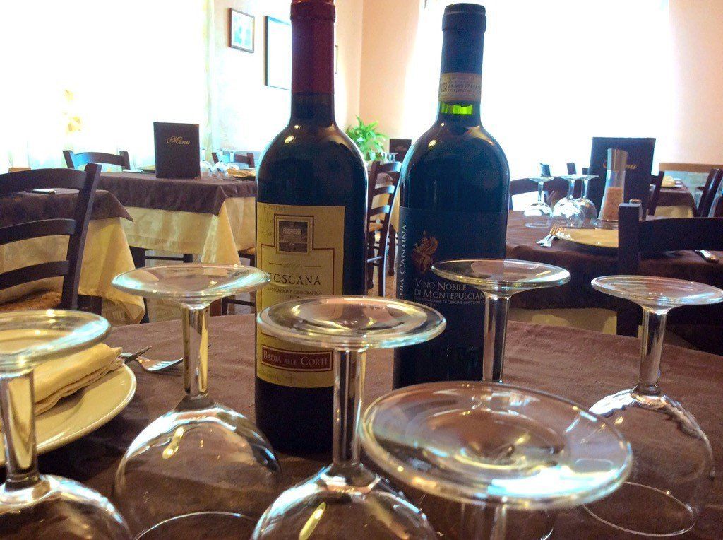 bottles of wine on a restaurant table