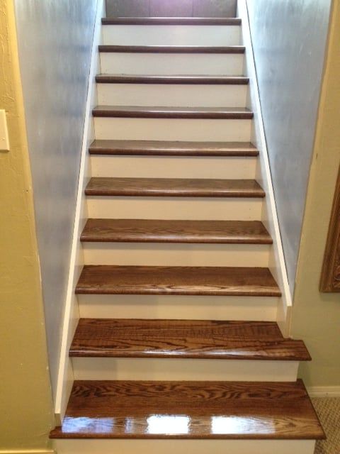 Antique brown red oak treads