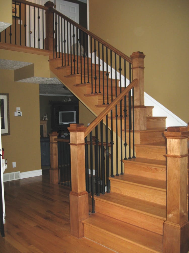 Natural red oak staircase