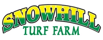 A green and yellow logo for snowhill turf farm