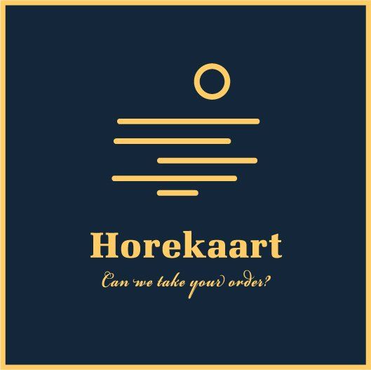 Een blauw en goud logo voor horecakaart kunnen wij uw bestelling aannemen