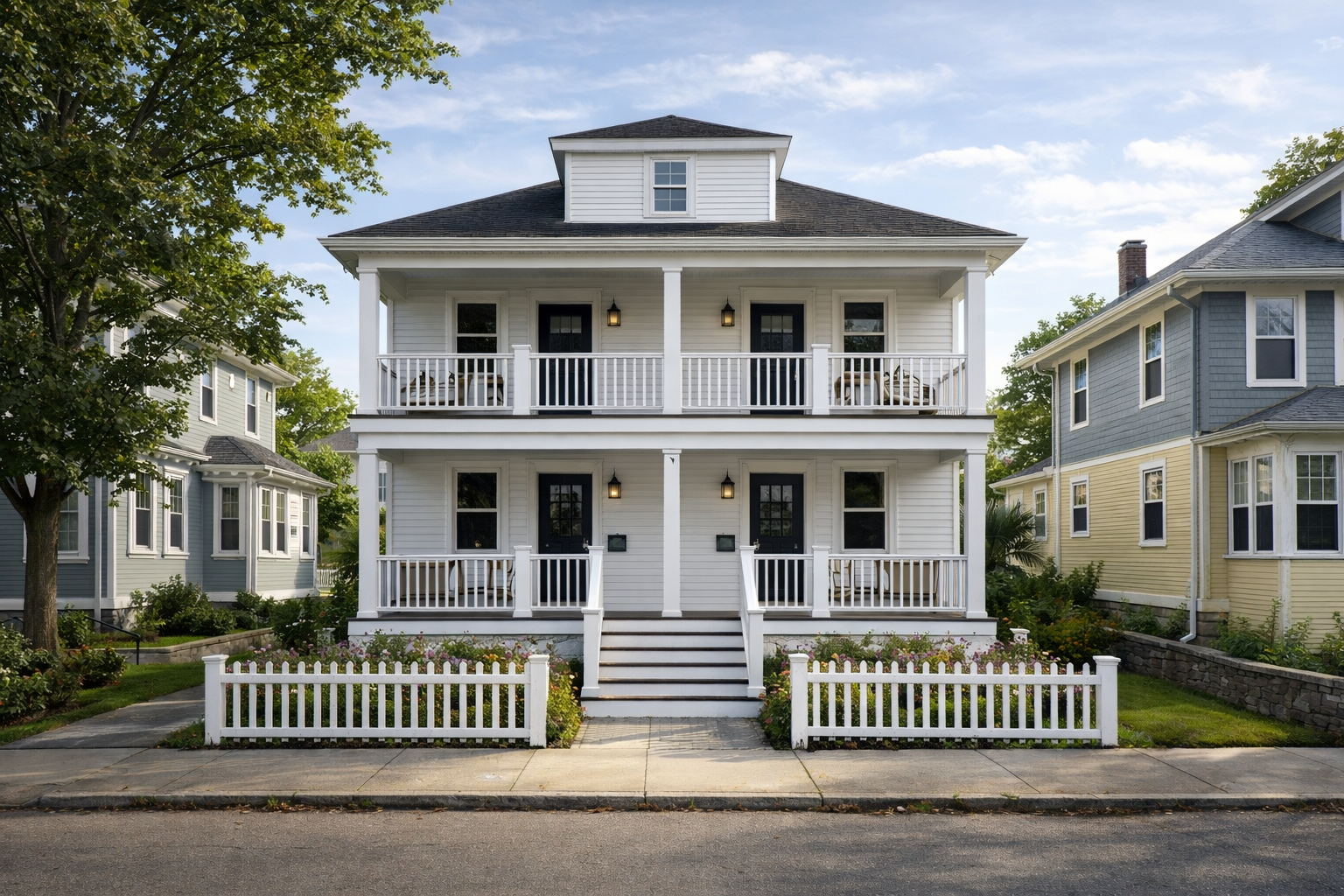 Dryer vent cleaning to remove lint from two dryer vent exhausts at two-family home in Cambridge, MA