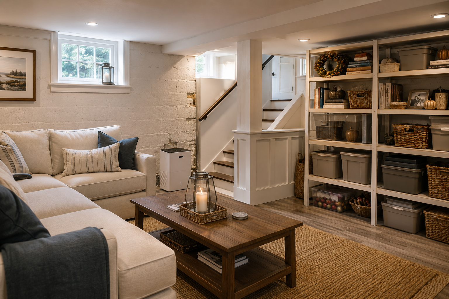 Bright upscale Massachusetts living room with visible HVAC air return and clean indoor air quality environment