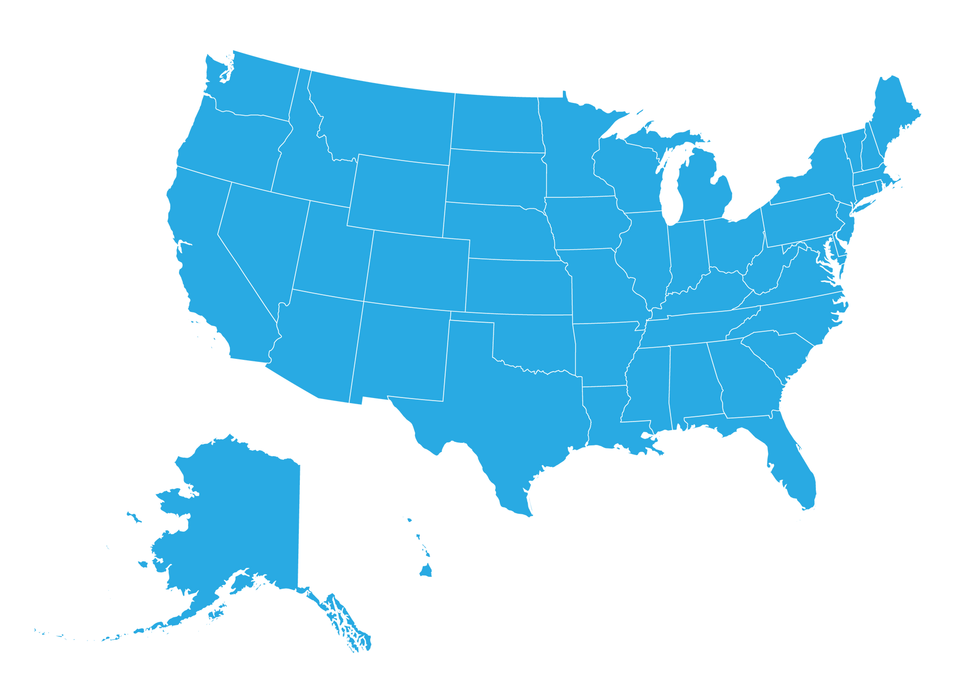 a map of the USA showing nationwide capabilities
