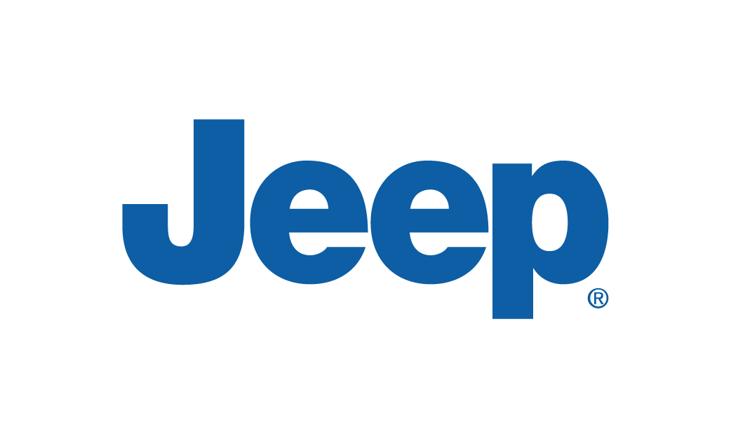A blue jeep logo on a white background.