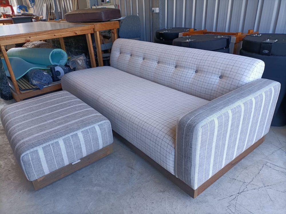 A Couch And Ottoman Are Sitting Next To Each Other In A Room — Ocean Charm Upholstery In Southport, QLD