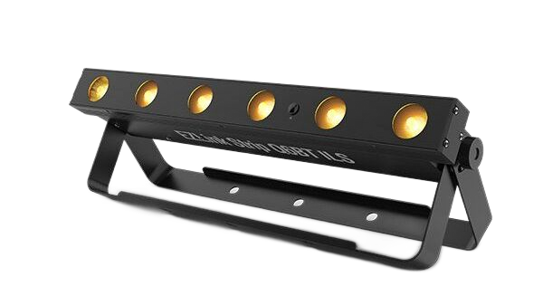 Black LED light bar with adjustable stand; lights are yellow.