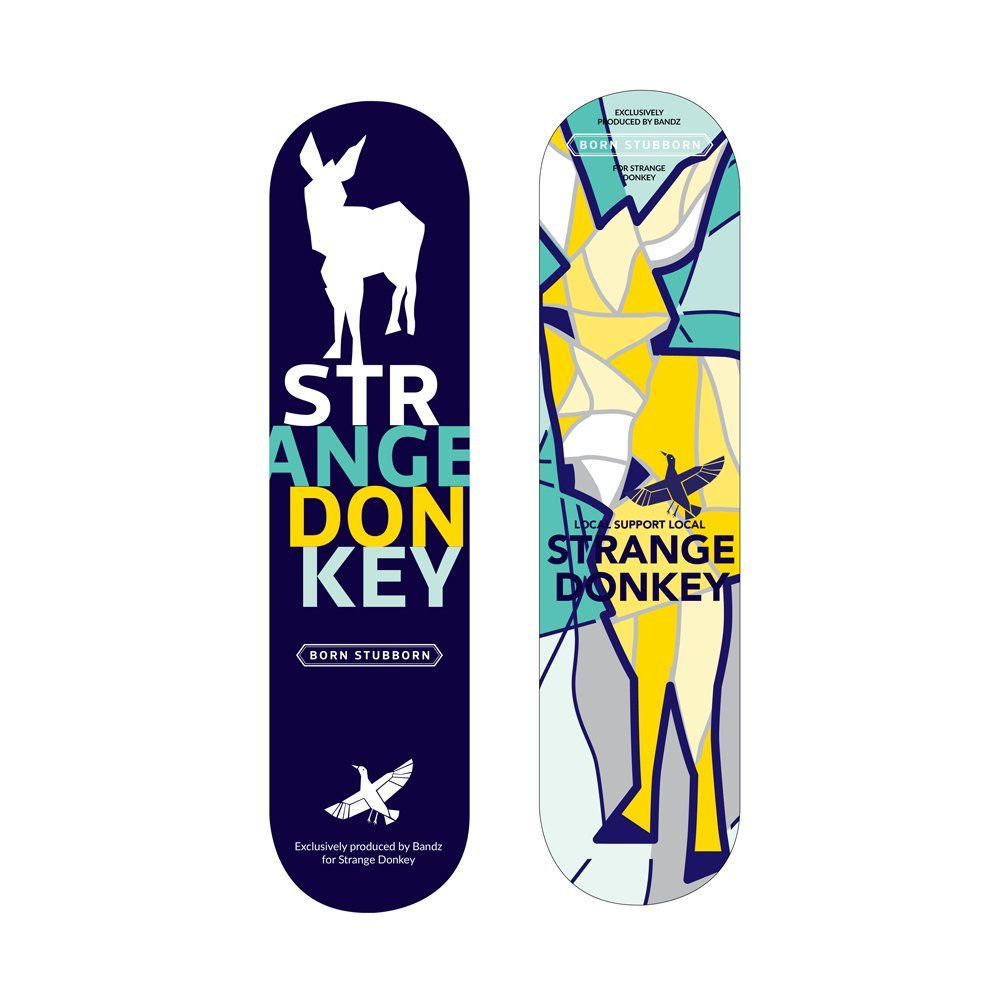 Product design skateboard promotie actie Strange Donkey Gin Vremde