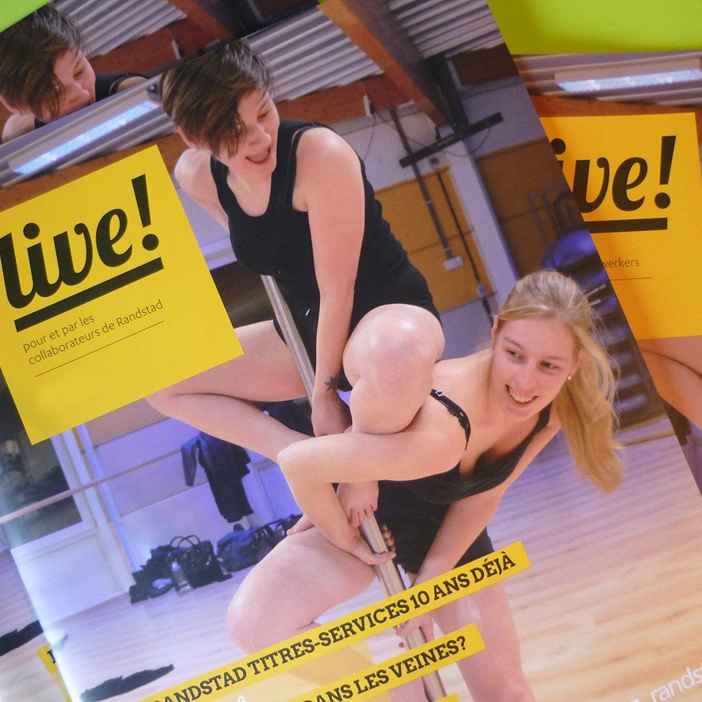Grafische vormgeving personeelsmagazine Live! Randstad
