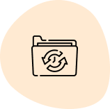 Folder with circular arrows, indicating refresh or update.