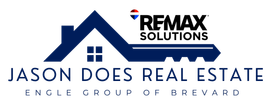 Logo for Jason Does Real Estate with a house and key design, RE/MAX Solutions branding, and "Engle Group of Brevard".