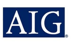 AIG logo in white letters on a dark blue rectangular background