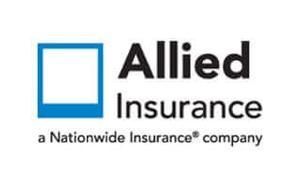 Allied Insurance logo with blue square icon and black text, “a Nationwide Insurance company”