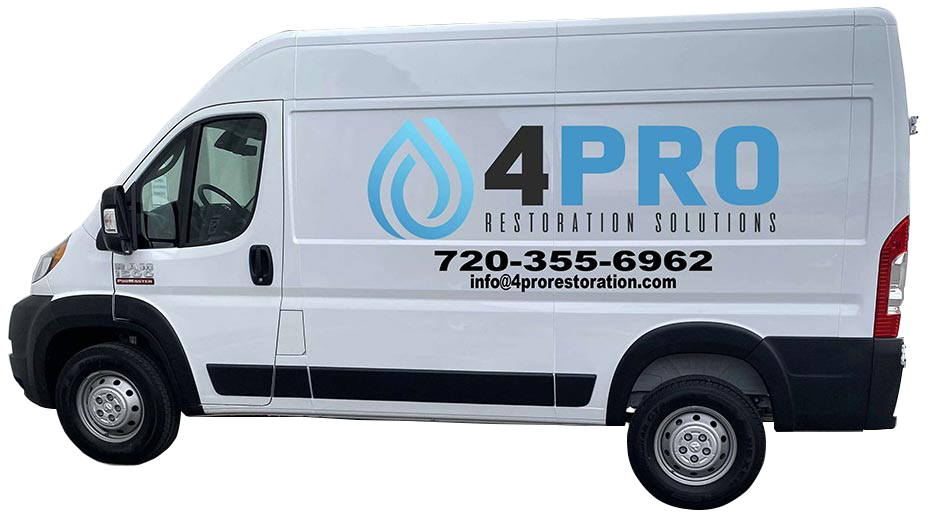 White 4PRO service van with blue logo, droplet icon, and phone number on the side