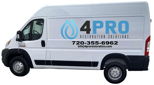 White 4PRO service van with blue logo, droplet icon, and phone number on the side