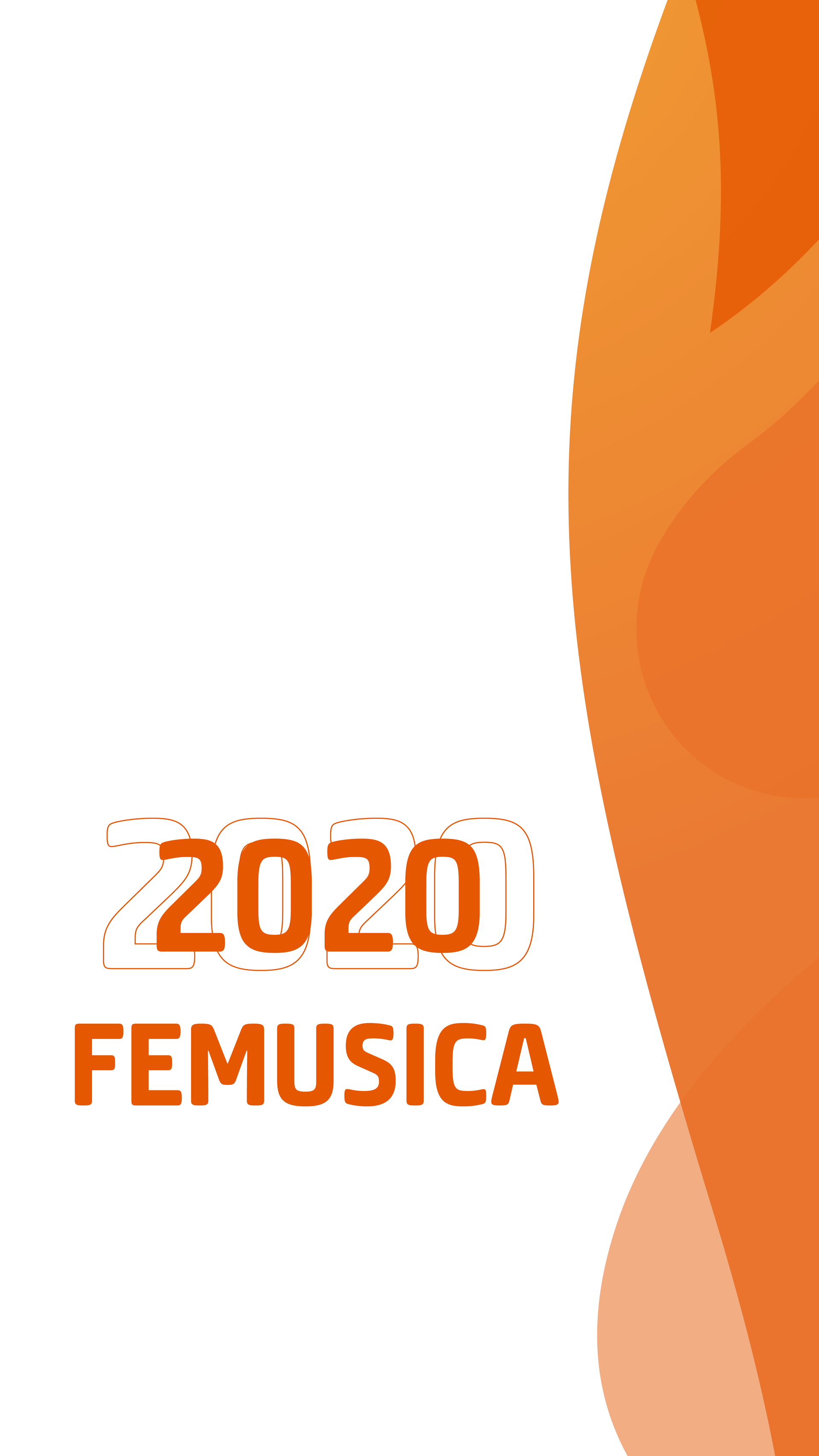 Un gráfico con el texto naranja "2020" encima de "FEMUSICA" sobre un fondo blanco