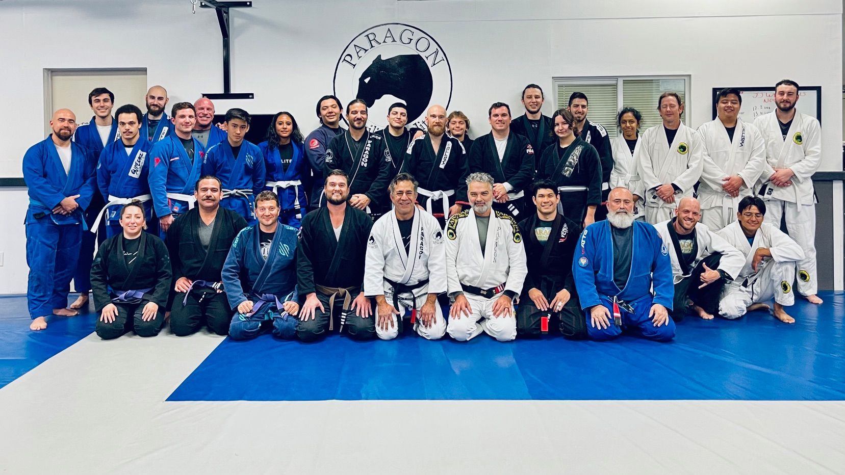 Students drilling brazilian jiu jitsu at Paragon Simi Valley in Simi Valley, CA for stronger everyday fitness.