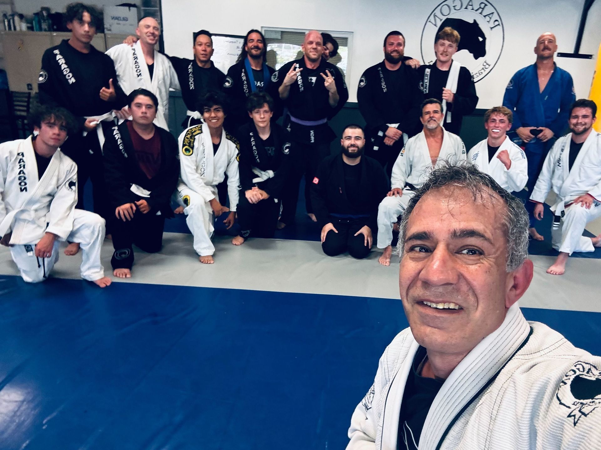 Students practicing fundamental Brazilian Jiu-Jitsu techniques at Paragon Simi Valley martial arts.