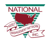 The logo for national asset management network inc. has a map of the united states on it.