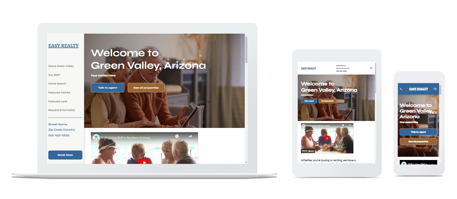 a laptop , tablet , and cell phone displaying a website .