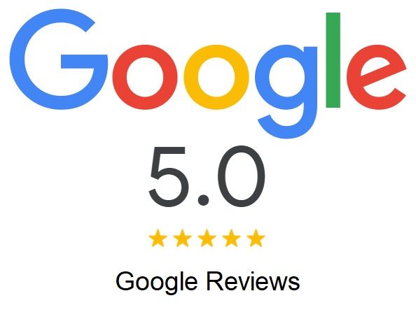 A google logo that says google 5.0 google reviews