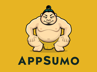 a sumo wrestler is squatting down on a yellow background .